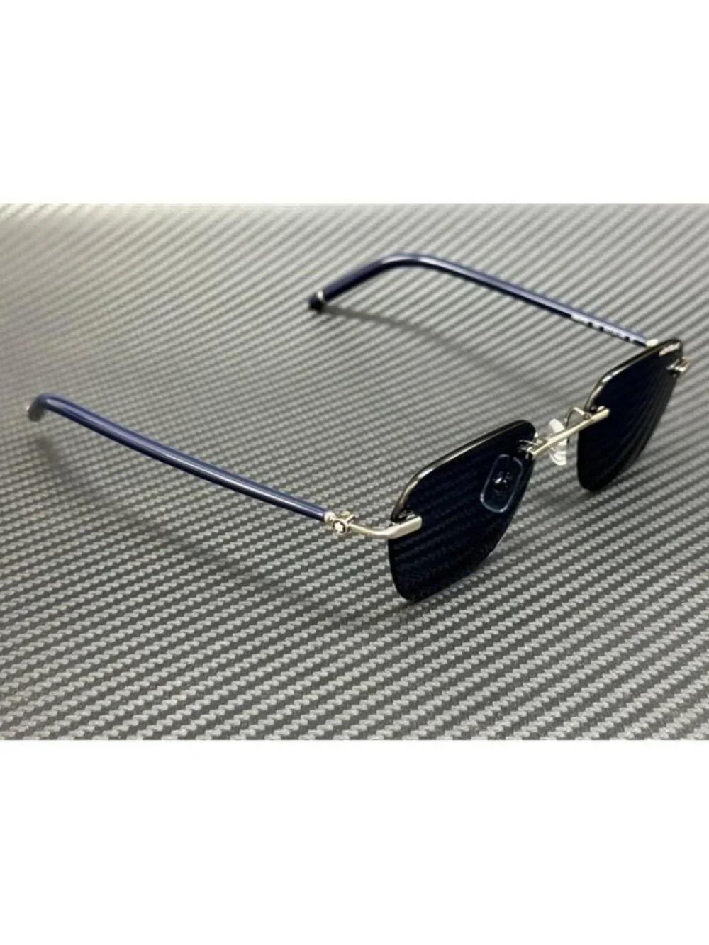 New Montblanc Men Silver Blue Sunglasses 51-21-145